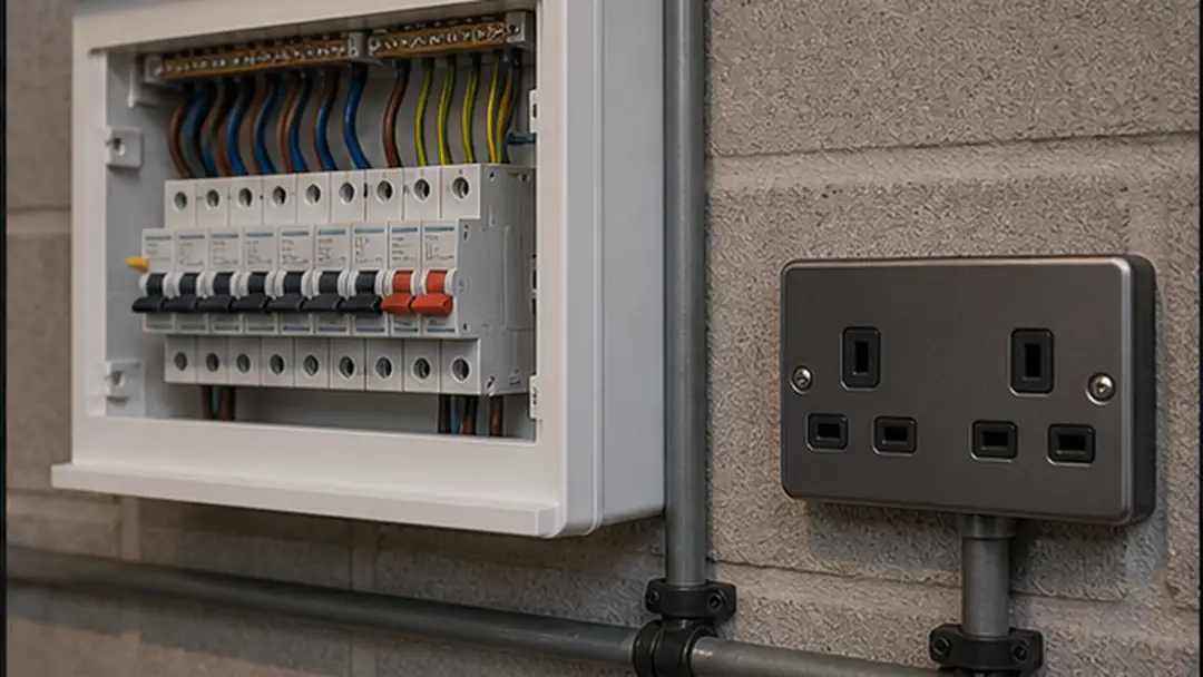 Illustrative garage wiring installation work in Laurencekirk